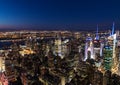 New York City skyline aerial panorama view at night with Times Royalty Free Stock Photo