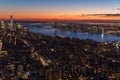 New York City skyline aerial panorama view at night with Times Royalty Free Stock Photo