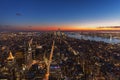 New York City skyline aerial panorama view at night with Times Royalty Free Stock Photo