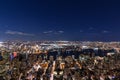 New York City skyline aerial panorama view at night with Times Royalty Free Stock Photo