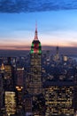 New York City skyline aerial panorama view at night with Times Royalty Free Stock Photo