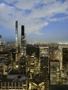 New York city skyline, aerial view at night Royalty Free Stock Photo