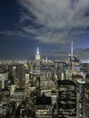 New York city skyline, aerial view at night Royalty Free Stock Photo