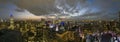 New York city skyline, aerial view at night Royalty Free Stock Photo