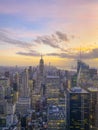 New York city skyline, aerial view during sunset Royalty Free Stock Photo