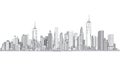 New York City Skyline Line Art - Wide Panorama Royalty Free Stock Photo
