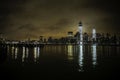 New York City skyline as seen from New Jersey at night Royalty Free Stock Photo