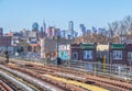 New York City skyline as seen from subway stop