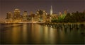 New York City skyline from Brooklyn Bridge Park Royalty Free Stock Photo