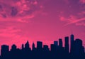 New York City skyline buildings and empty sky in pink and blue Royalty Free Stock Photo