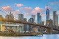 New York City skyline cityscape of Manhattan with brooklyn bridge in USA Royalty Free Stock Photo