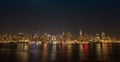 New York City skyline with colors reflected from the water Royalty Free Stock Photo