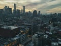 New York City skyline with crowded buildings of downtown Manhattan NYC