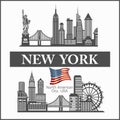 New York city skyline detailed silhouette United States of America. Vector illustration