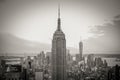 New York City Skyline with Famous and Historic Manhattan Buildings in Black and White Royalty Free Stock Photo