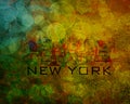 New York City Skyline on Grunge Background Illustration Royalty Free Stock Photo