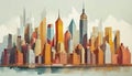 New York City skyline illustration. ai generated Royalty Free Stock Photo