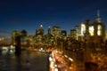 New York City skyline lights at night Royalty Free Stock Photo