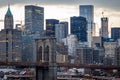 New York City Skyline in Lower Manhattan with Brooklyn Bridge Royalty Free Stock Photo