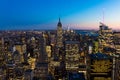 New York City Skyline in Manhattan downtown with Empire State Building and skyscrapers at night USA Royalty Free Stock Photo