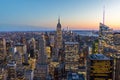 New York City Skyline in Manhattan downtown with Empire State Building and skyscrapers at night USA Royalty Free Stock Photo