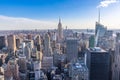 New York City Skyline in Manhattan downtown with Empire State Building and skyscrapers on sunny day with clear blue sky USA Royalty Free Stock Photo