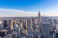 New York City Skyline in Manhattan downtown with Empire State Building and skyscrapers on sunny day with clear blue sky USA Royalty Free Stock Photo