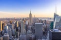 New York City Skyline in Manhattan downtown with Empire State Building and skyscrapers at sunset USA Royalty Free Stock Photo