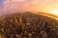 New York City skyline with Manhattan skyscrapers at dramatic stormy sunset, USA. Royalty Free Stock Photo