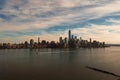 New York City skyline. Manhattan Skyscrapers in NYC, aerial panorama view from Hudson Piver. Royalty Free Stock Photo