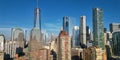 New York City skyline. Manhattan Skyscrapers in NYC, aerial panorama view from Hudson Piver. Royalty Free Stock Photo