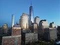 New York City skyline. Manhattan Skyscrapers in NYC, panorama from drone. Royalty Free Stock Photo