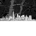 New York City skyline with map Royalty Free Stock Photo