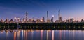 New York City skyline. Midtown Manhattan skyscrapers from Central Park at Dusk. Evening view of billionaires row