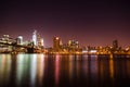 New York City skyline by night. Royalty Free Stock Photo