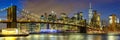 New York City skyline night Manhattan town panoramic view Brooklyn Bridge World Trade Center Royalty Free Stock Photo