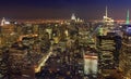 New York City skyline at night, NY, USA Royalty Free Stock Photo