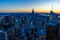 New York City skyline at night - skyscrapers of midtown Manhattan with Empire State Building at Amazing Sunset - USA Royalty Free Stock Photo