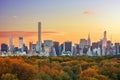 New York City skyline over Central Park in Autumn Royalty Free Stock Photo