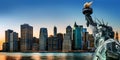 New York City skyline panorama with Statue of Liberty Royalty Free Stock Photo