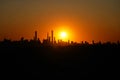 New York City skyline panorama at sunset Royalty Free Stock Photo