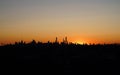 New York City skyline panorama at sunset Royalty Free Stock Photo