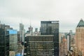 New York City Skyline on a Rainy Day of Winter. Aerial View of Buildings, Skyscrapers and Towers in Manhattan. Royalty Free Stock Photo