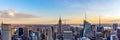 New York City skyline from roof top with urban skyscrapers at sunset. Royalty Free Stock Photo