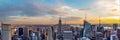 New York City skyline from roof top with urban skyscrapers at sunset. Royalty Free Stock Photo