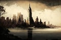 New York City skyline with skyscrapers in grunge style Royalty Free Stock Photo