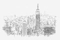 New York City skyline with skyscrapers, pencil drawing Royalty Free Stock Photo