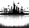 New York City skyline Statue of Liberty butterfly vector Royalty Free Stock Photo