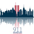 New York City Skyline with Twin Towers. 09.11.2001 American Patriot Day anniversary banner