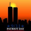 New York City Skyline with Twin Towers.  09.11.2001 American Patriot Day anniversary banner Royalty Free Stock Photo